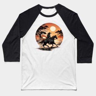 Samurai In A Sunset Baseball T-Shirt